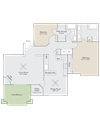 Dover 2 Bed 2 Bath 1,158 Sq.Ft. Floor plan at Cambridge Apartments, Raleigh, 27615